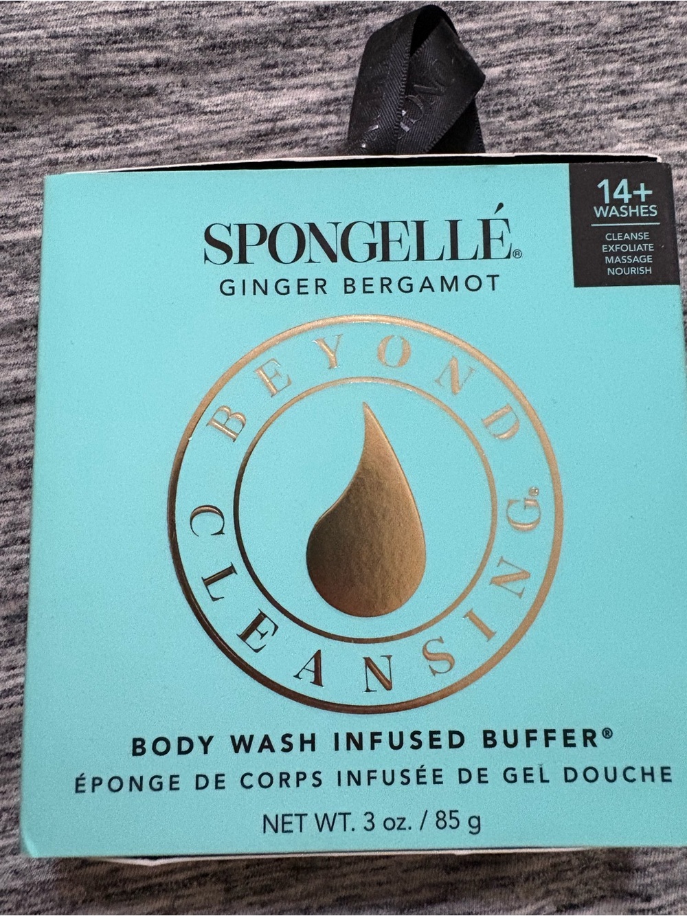 Spongellé Ginger Bergamot Body Wash Infused Buffer - Aqua with Gold Accents
